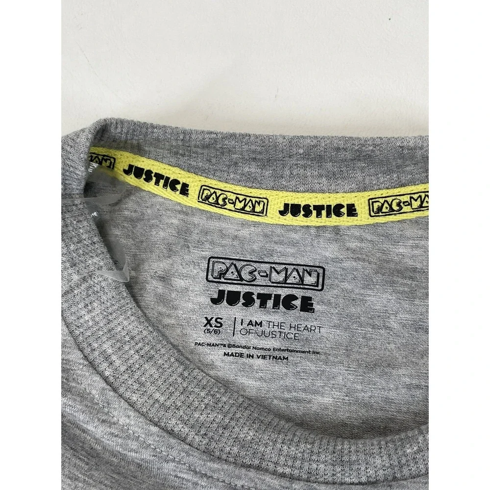 Justice Girls Pacman Cropped‎ Graphic Tee Size XS Gray